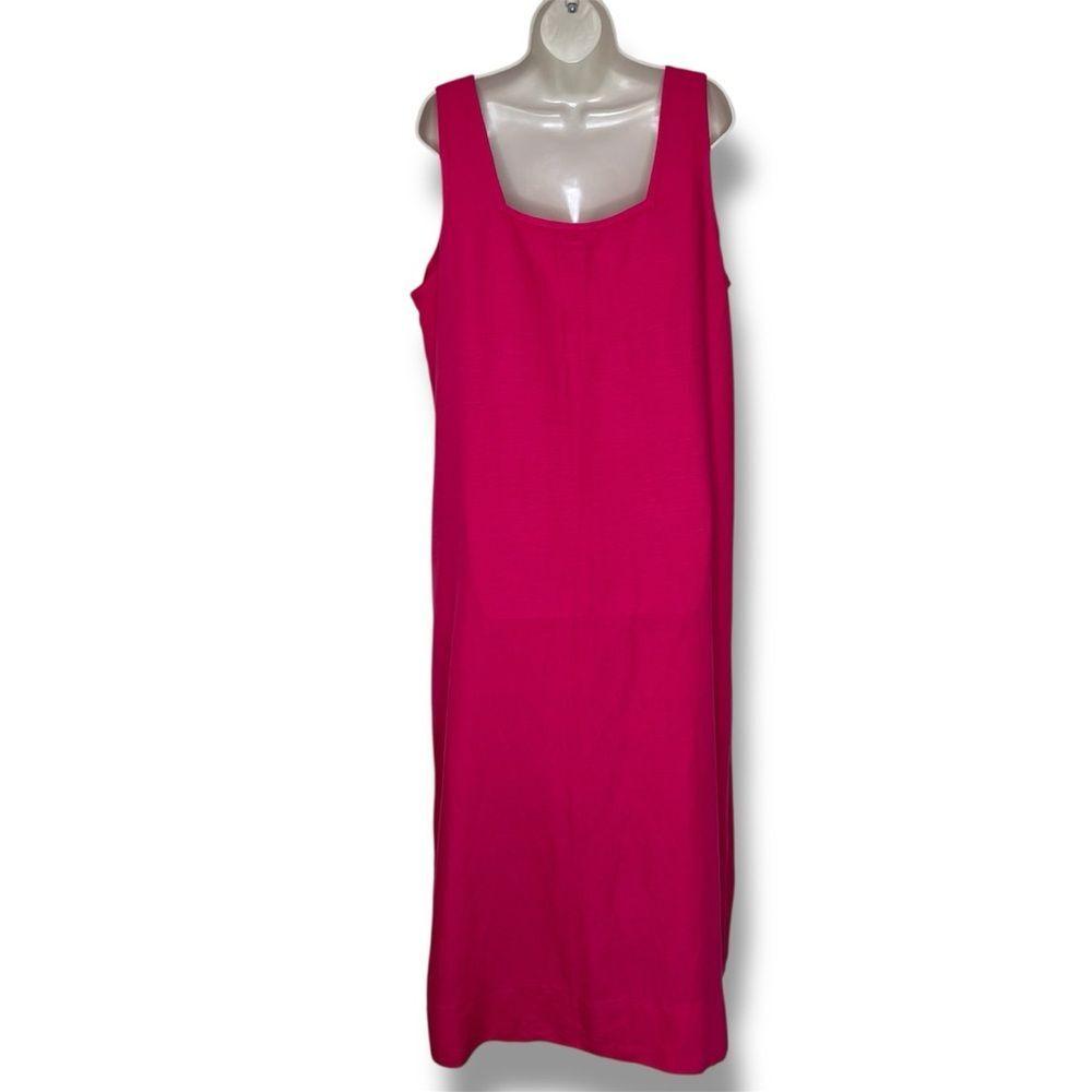 Avenue Pink Linen Rayon Maxi Shift Dress Square Neck Sleeveless Women Size 18 - Picture 2 of 10